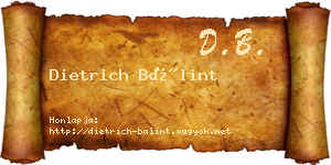 Dietrich Bálint névjegykártya