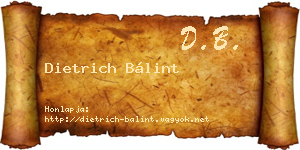 Dietrich Bálint névjegykártya
